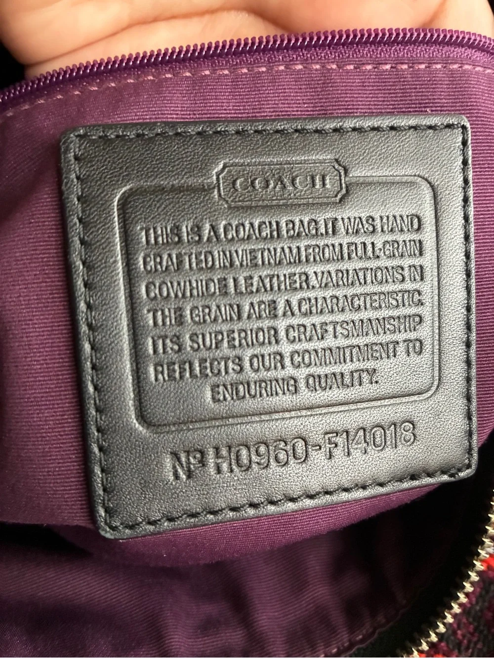 Coach Black Leather Crossbody with Silver Ring Detail
